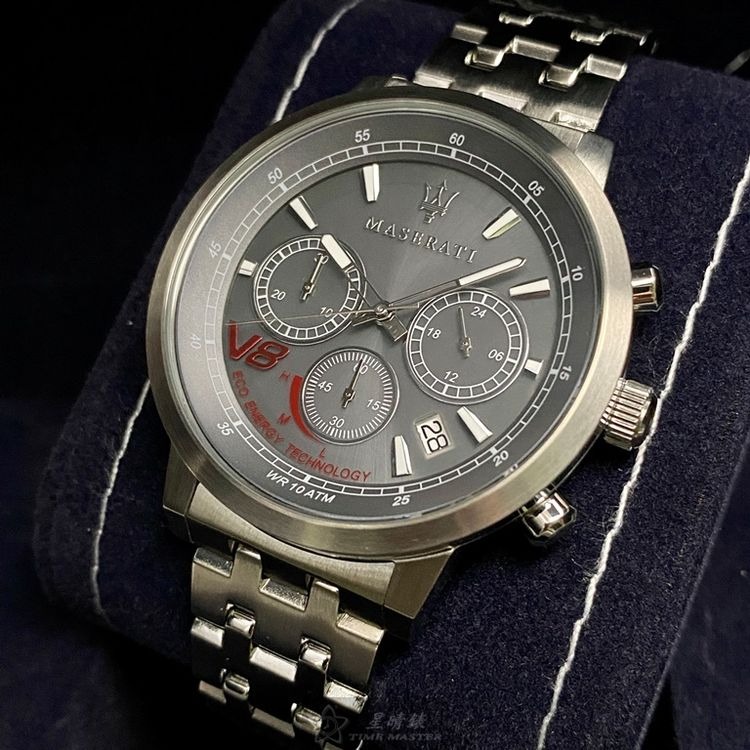 MASERATI手錶,編號R8873134003,44mm槍灰色錶殼,槍灰色錶帶款◉20A004